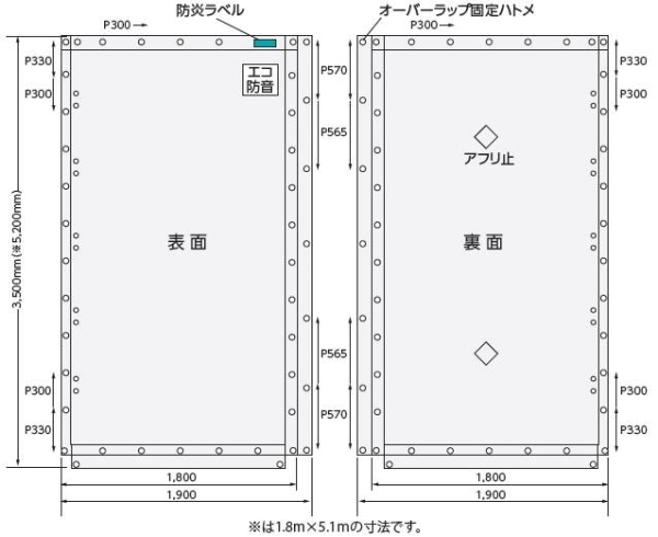 エコ防音シート寸法図面