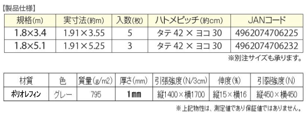 萩原工業 PO防音シート 1.8m×5.1m 3枚入/CS｜産業資材ドットコム