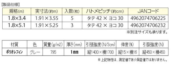 PO防音シート仕様物性値